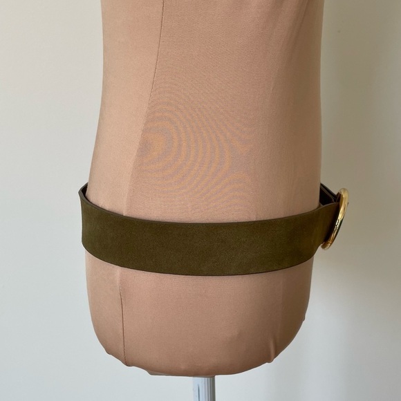 Frame Cargo Green Suede Gold Hardware Adjustable O Ring Belt LWBT0065 Sz Medium - Picture 5 of 10